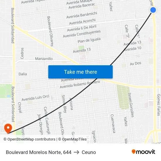 Boulevard Morelos Norte, 644 to Ceuno map