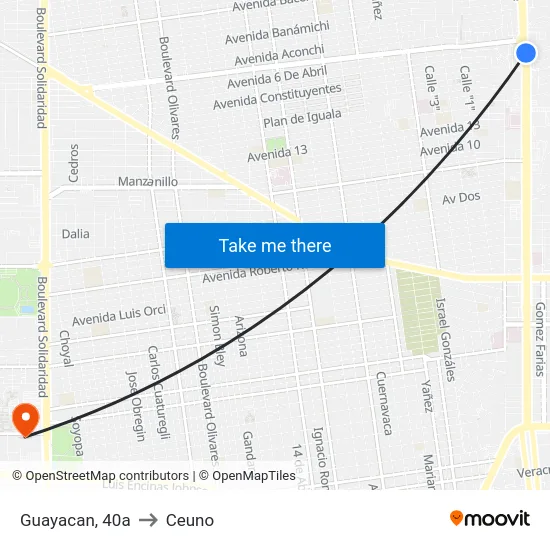 Guayacan, 40a to Ceuno map