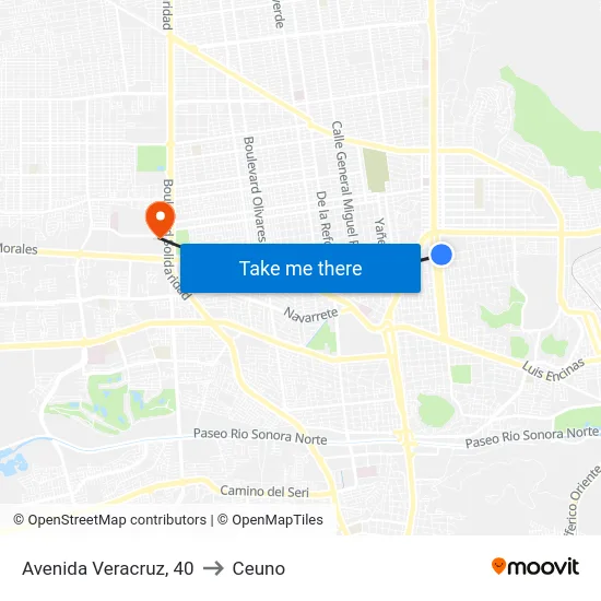 Avenida Veracruz, 40 to Ceuno map
