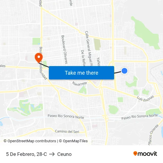 5 De Febrero, 28-C to Ceuno map