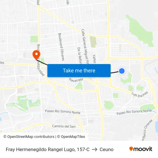 Fray Hermenegildo Rangel Lugo, 157-C to Ceuno map