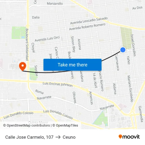 Calle Jose Carmelo, 107 to Ceuno map