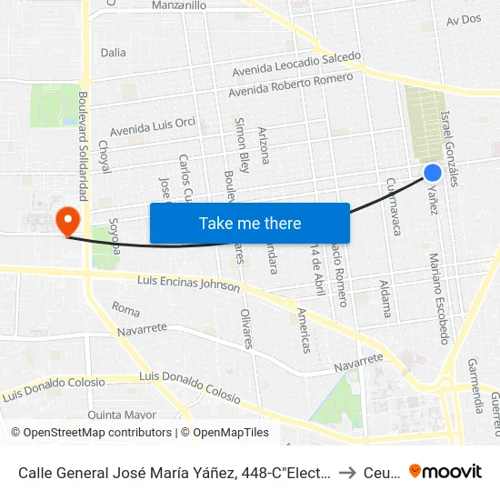 Calle General José María Yáñez, 448-C"Electrica Lux" to Ceuno map
