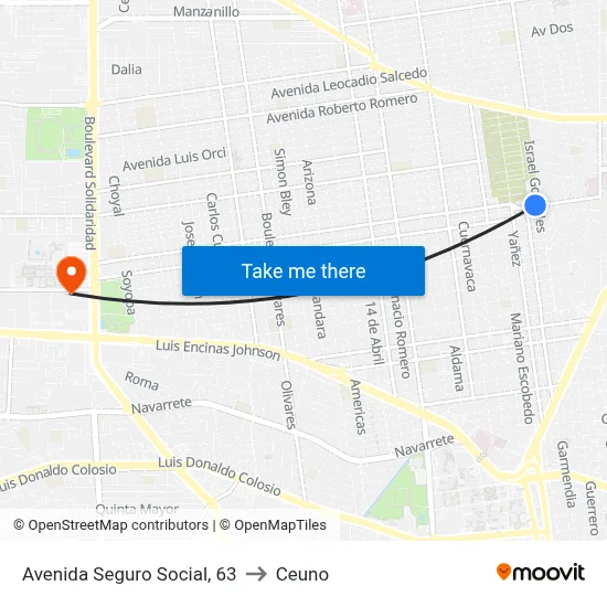 Avenida Seguro Social, 63 to Ceuno map