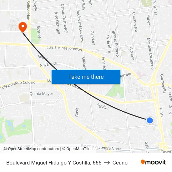 Boulevard Miguel Hidalgo Y Costilla, 665 to Ceuno map
