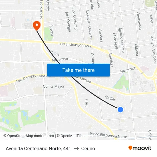 Avenida Centenario Norte, 441 to Ceuno map