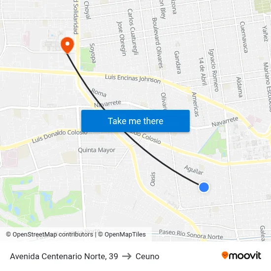 Avenida Centenario Norte, 39 to Ceuno map