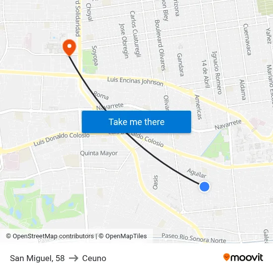 San Miguel, 58 to Ceuno map