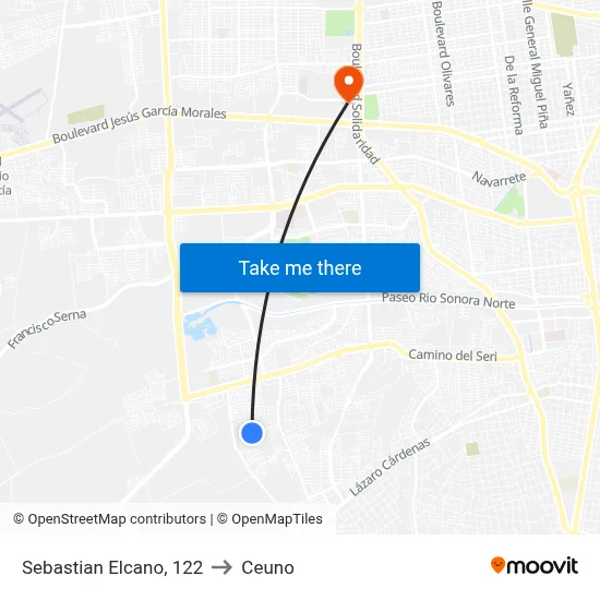 Sebastian Elcano, 122 to Ceuno map