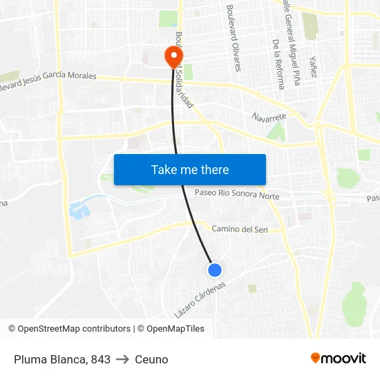 Pluma Blanca, 843 to Ceuno map