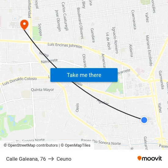 Calle Galeana, 76 to Ceuno map