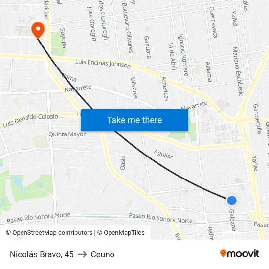 Nicolás Bravo, 45 to Ceuno map