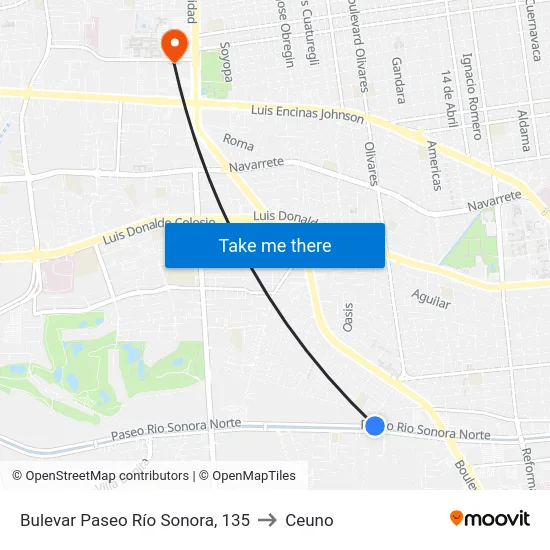 Bulevar Paseo Río Sonora, 135 to Ceuno map