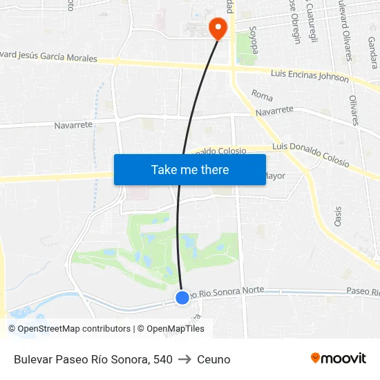 Bulevar Paseo Río Sonora, 540 to Ceuno map