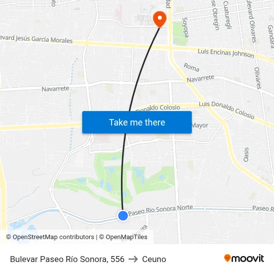 Bulevar Paseo Río Sonora, 556 to Ceuno map
