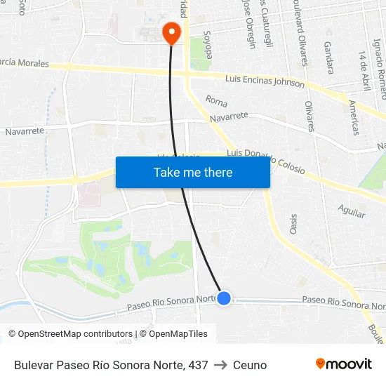 Bulevar Paseo Río Sonora Norte, 437 to Ceuno map