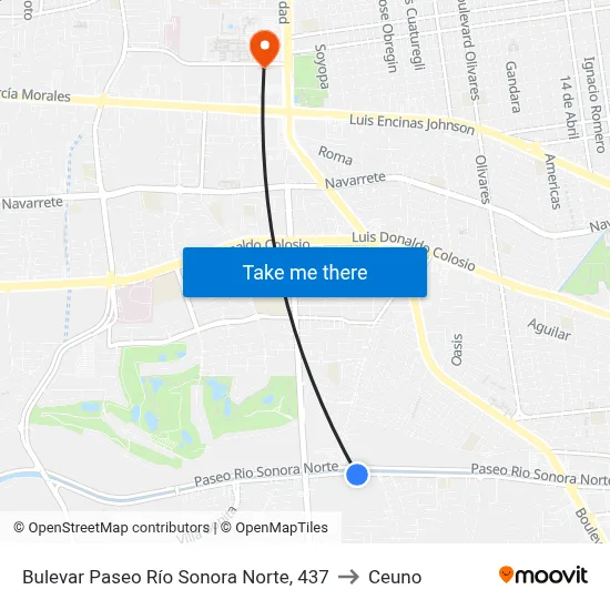 Bulevar Paseo Río Sonora Norte, 437 to Ceuno map