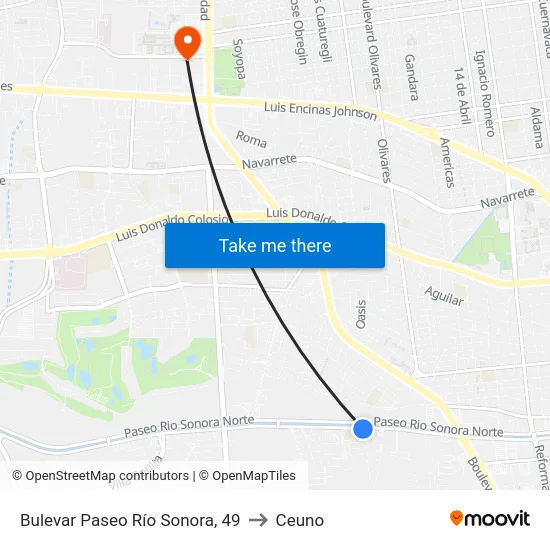 Bulevar Paseo Río Sonora, 49 to Ceuno map