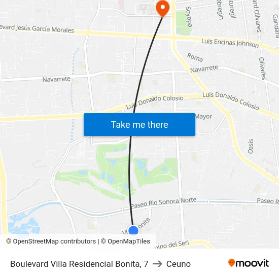 Boulevard Villa Residencial Bonita, 7 to Ceuno map