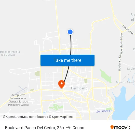 Boulevard Paseo Del Cedro, 25c to Ceuno map