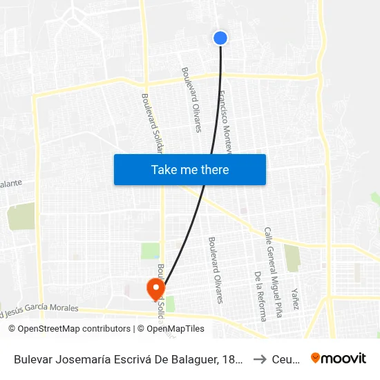 Bulevar Josemaría Escrivá De Balaguer, 181a to Ceuno map