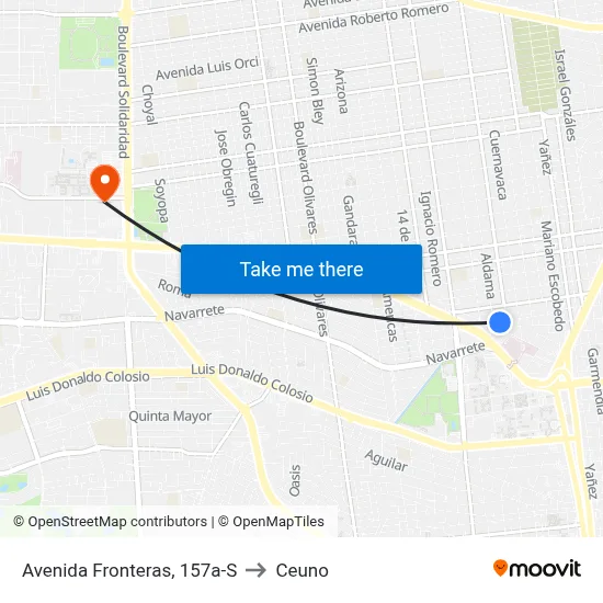 Avenida Fronteras, 157a-S to Ceuno map