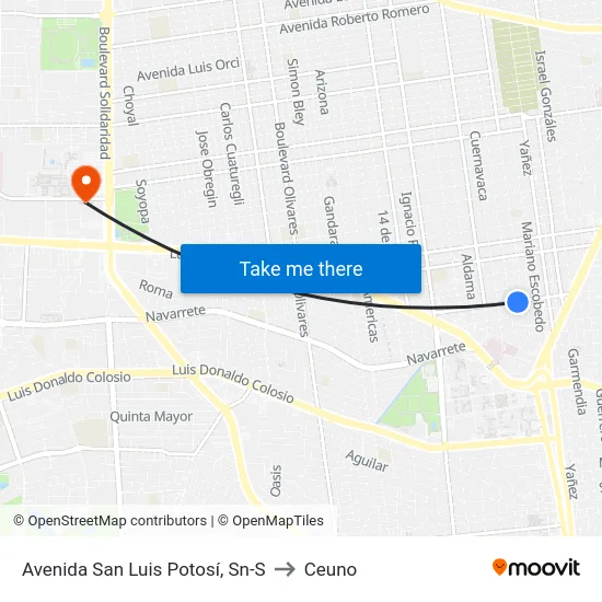 Avenida San Luis Potosí, Sn-S to Ceuno map