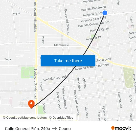 Calle General Piña, 240a to Ceuno map