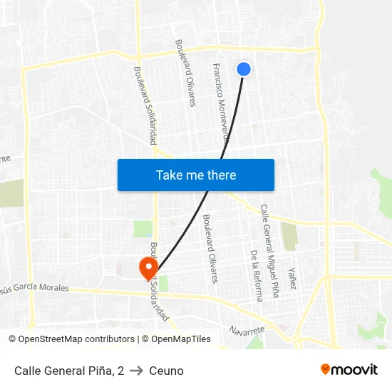 Calle General Piña, 2 to Ceuno map