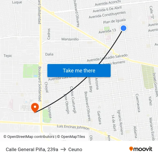 Calle General Piña, 239a to Ceuno map