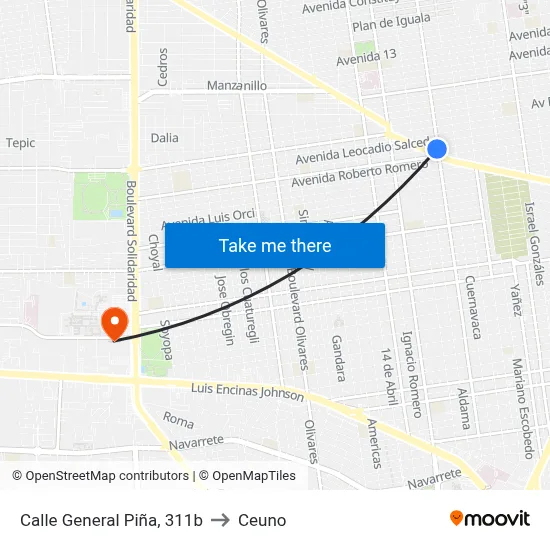Calle General Piña, 311b to Ceuno map