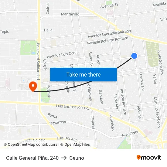 Calle General Piña, 240 to Ceuno map