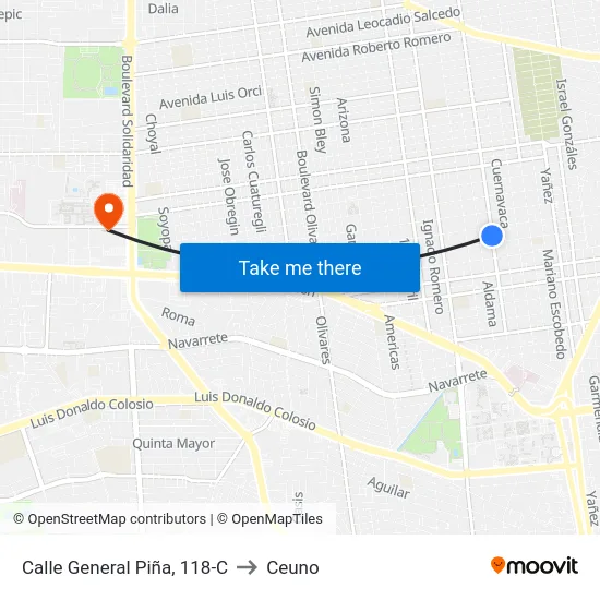 Calle General Piña, 118-C to Ceuno map