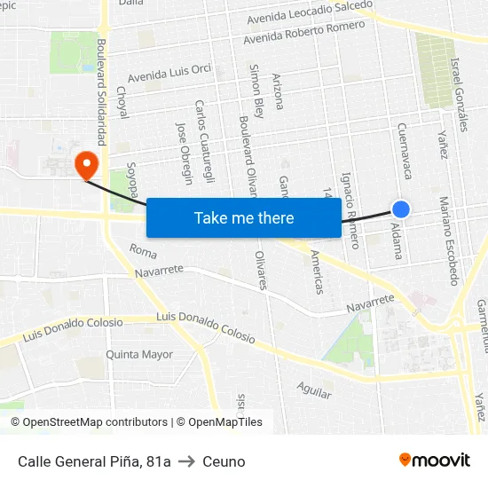Calle General Piña, 81a to Ceuno map