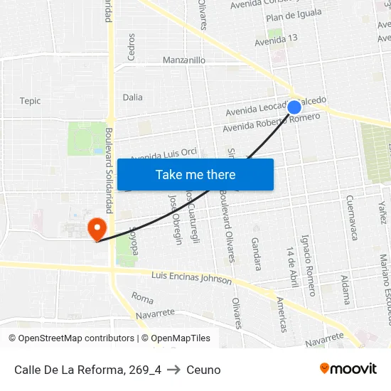 Calle De La Reforma, 269_4 to Ceuno map