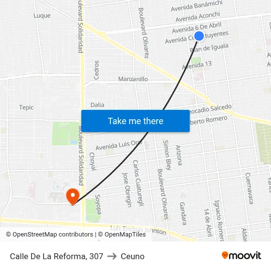 Calle De La Reforma, 307 to Ceuno map