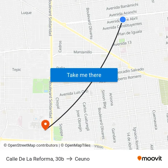 Calle De La Reforma, 30b to Ceuno map