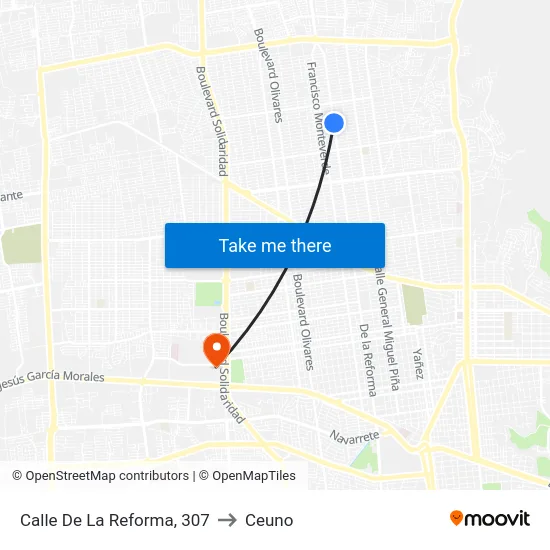 Calle De La Reforma, 307 to Ceuno map