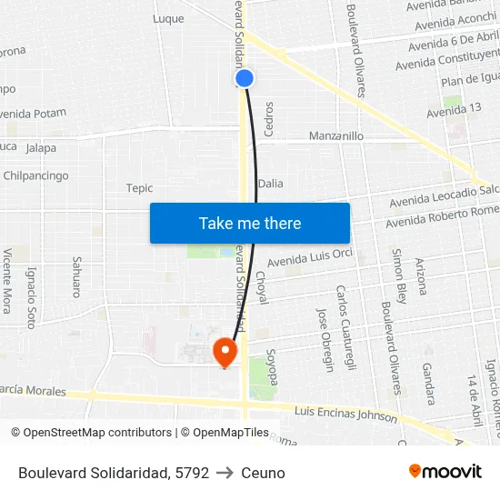 Boulevard Solidaridad, 5792 to Ceuno map