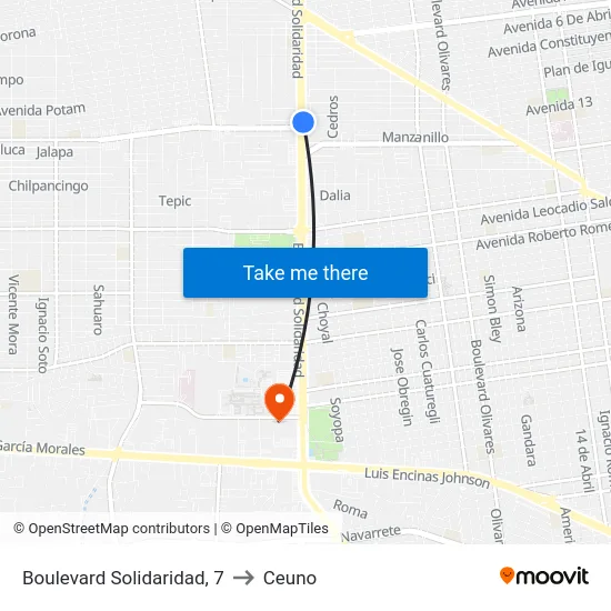 Boulevard Solidaridad, 7 to Ceuno map