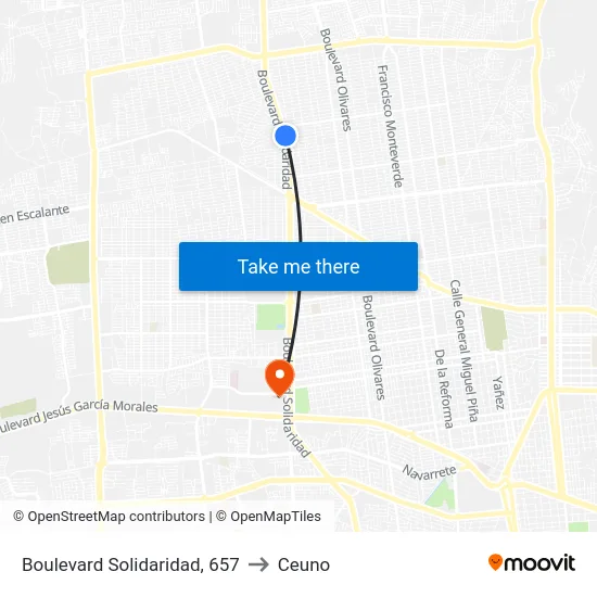 Boulevard Solidaridad, 657 to Ceuno map