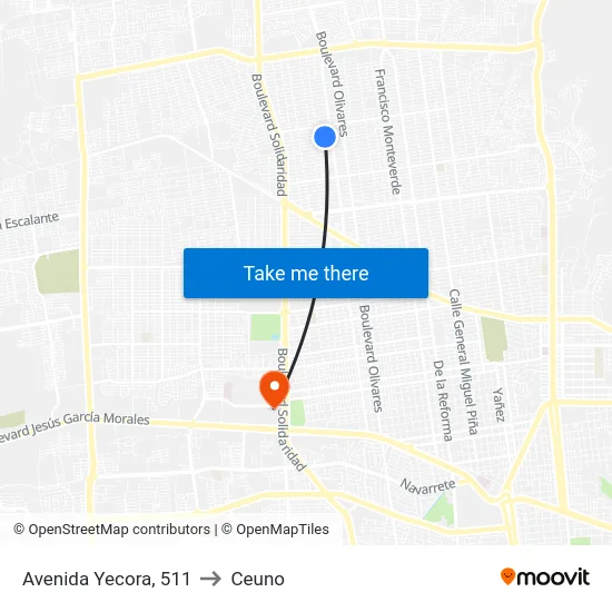 Avenida Yecora, 511 to Ceuno map