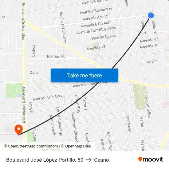 Boulevard José López Portillo, 50 to Ceuno map