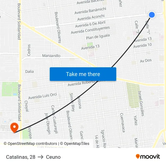 Catalinas, 28 to Ceuno map