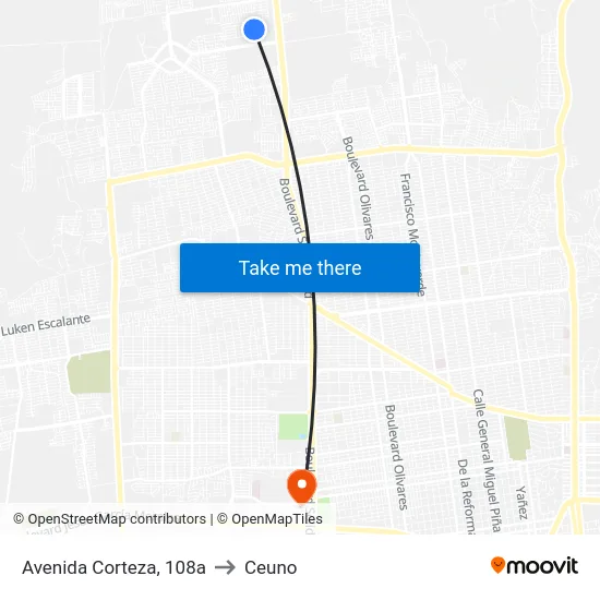 Avenida Corteza, 108a to Ceuno map