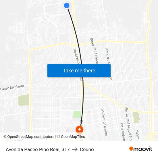 Avenida Paseo Pino Real, 317 to Ceuno map