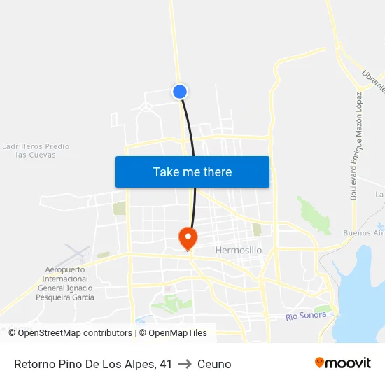 Retorno Pino De Los Alpes, 41 to Ceuno map