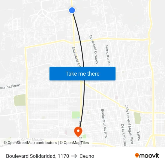 Boulevard Solidaridad, 1170 to Ceuno map