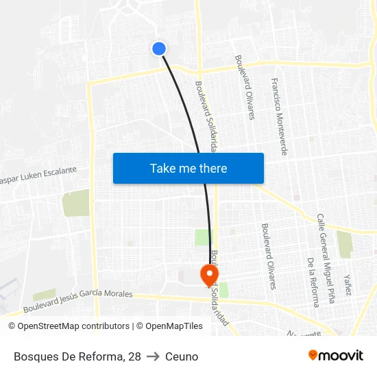 Bosques De Reforma, 28 to Ceuno map
