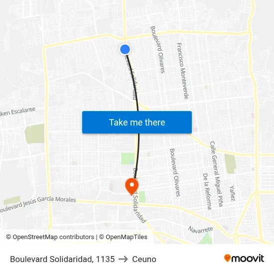 Boulevard Solidaridad, 1135 to Ceuno map